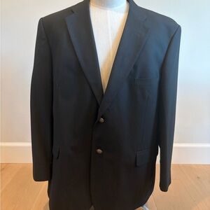 STAFFORD Mens Black Wool Blend Sport Coat Blazer Jacket 50R